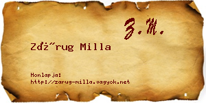 Zárug Milla névjegykártya